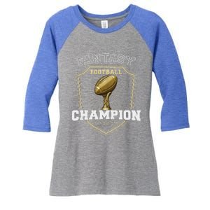 Fantasy Football Champion 2024 Women's Tri-Blend 3/4-Sleeve Raglan Shirt