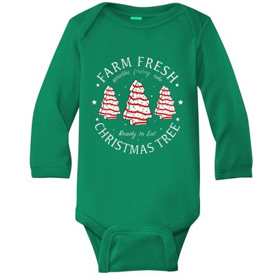 Farm Fresh Christmas Tree Cakes Funny Tree Farm Xmas Pajamas Baby Long Sleeve Bodysuit