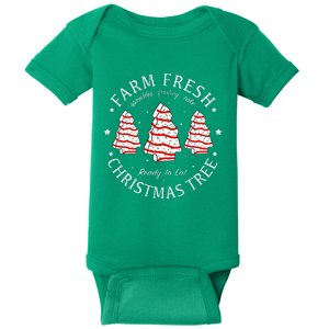 Farm Fresh Christmas Tree Cakes Funny Tree Farm Xmas Pajamas Baby Bodysuit