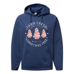 Farm Fresh Christmas Tree Cakes Funny Tree Farm Xmas Pajamas Performance Fleece Hoodie