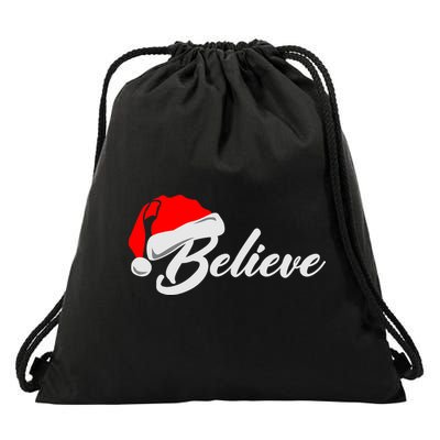 Funny Family Christmas Believe Santa Claus Cute Xmas Holiday Drawstring Bag