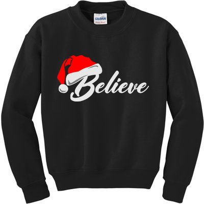 Funny Family Christmas Believe Santa Claus Cute Xmas Holiday Kids Sweatshirt