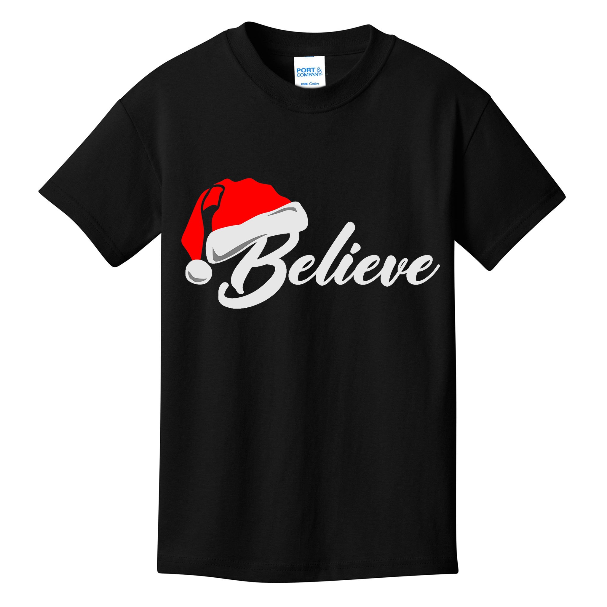 Funny Family Christmas Believe Santa Claus Cute Xmas Holiday Kids T-Shirt