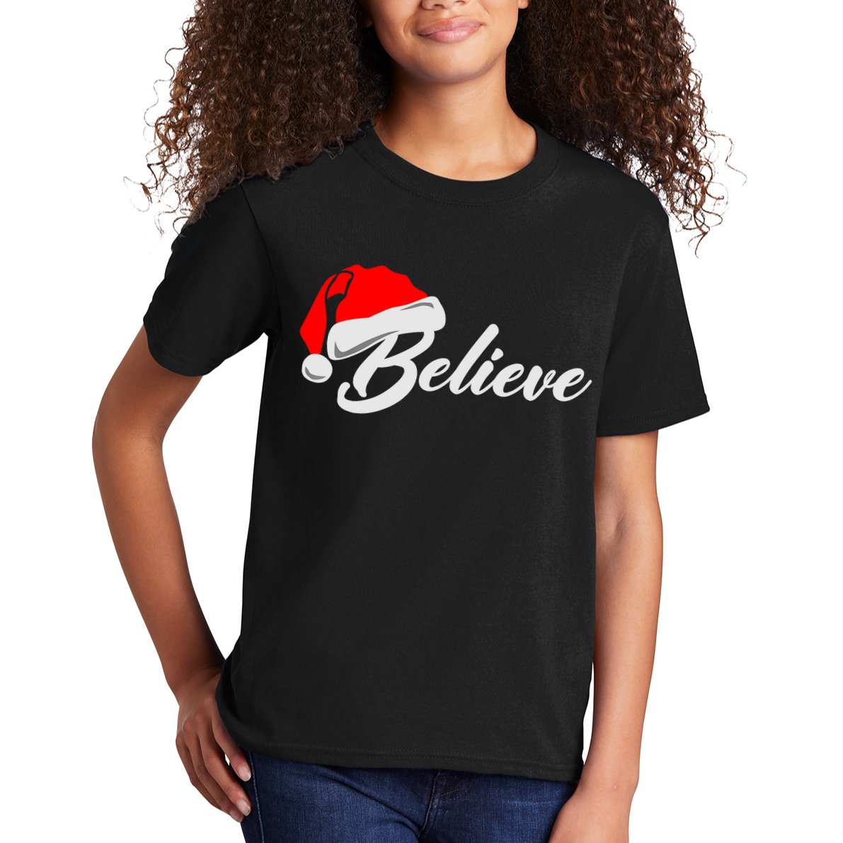 Funny Family Christmas Believe Santa Claus Cute Xmas Holiday Kids T-Shirt