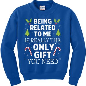 Funny Family Christmas Gift Being Related To Me Gift Kids Sweatshirt