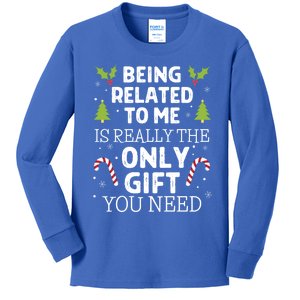 Funny Family Christmas Gift Being Related To Me Gift Kids Long Sleeve Shirt