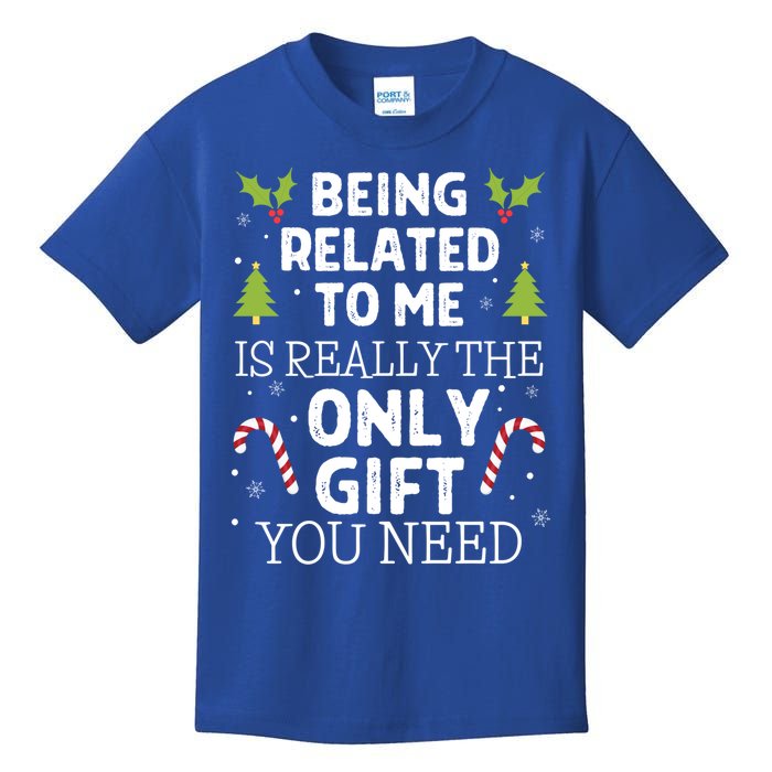 Funny Family Christmas Gift Being Related To Me Gift Kids T-Shirt