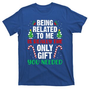 Funny Family Christmas Funny Gift Being Related To Me Gift T-Shirt