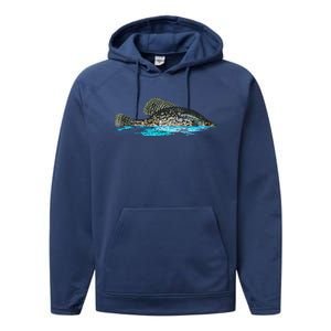 Fishing For Crappie Fish Graphic Art Freshwater Fisherman Performance Fleece Hoodie