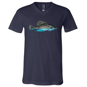 Fishing For Crappie Fish Graphic Art Freshwater Fisherman V-Neck T-Shirt