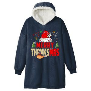 Funny Family Christmas Merry Thanksmas Cute Xmas Holiday Hooded Wearable Blanket