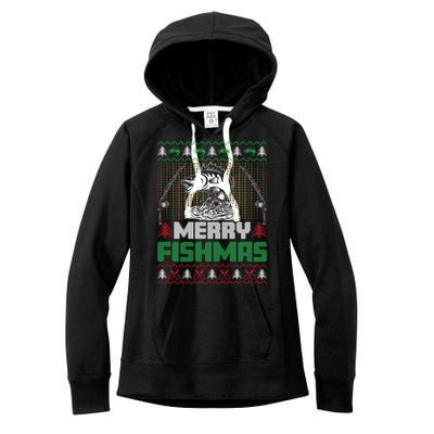 Funny Fishing Christmas Merry Fishmas Fishers Funny Gift Women's Fleece Hoodie