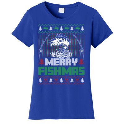 Funny Fishing Christmas Merry Fishmas Fishers Funny Gift Women's T-Shirt