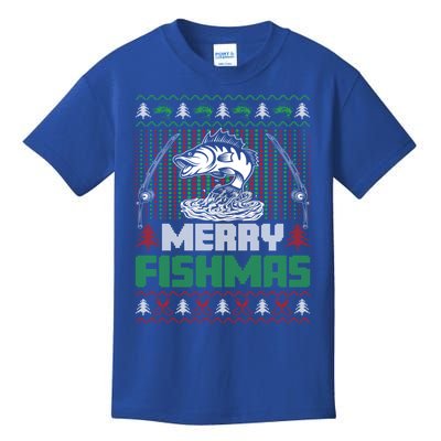 Funny Fishing Christmas Merry Fishmas Fishers Funny Gift Kids T-Shirt