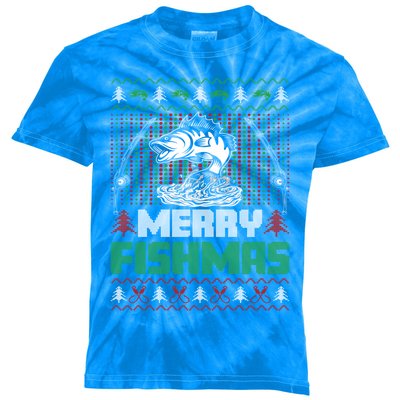 Funny Fishing Christmas Merry Fishmas Fishers Funny Gift Kids Tie-Dye T-Shirt