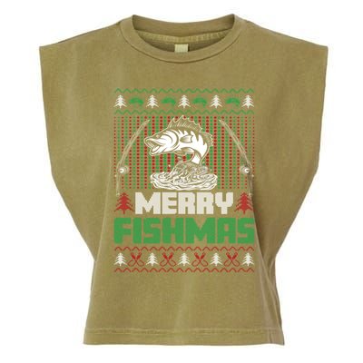 Funny Fishing Christmas Merry Fishmas Fishers Funny Gift Garment-Dyed Women's Muscle Tee