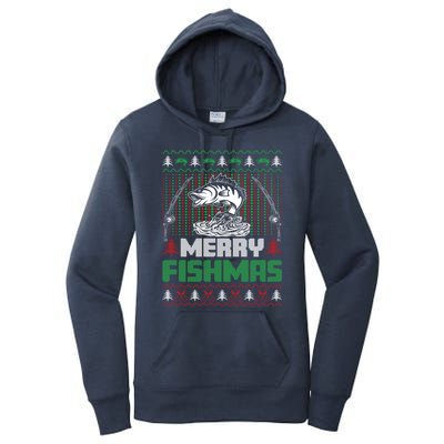 Funny Fishing Christmas Merry Fishmas Fishers Funny Gift Women's Pullover Hoodie