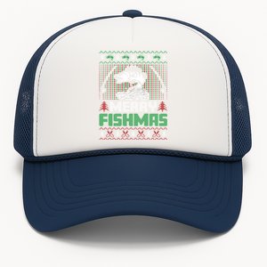 Funny Fishing Christmas Merry Fishmas Fishers Funny Gift Trucker Hat