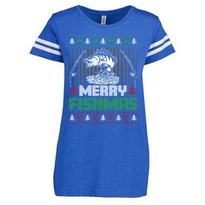 Funny Fishing Christmas Merry Fishmas Fishers Funny Gift Enza Ladies Jersey Football T-Shirt