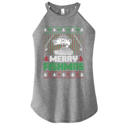 Funny Fishing Christmas Merry Fishmas Fishers Funny Gift Women's Perfect Tri Rocker Tank