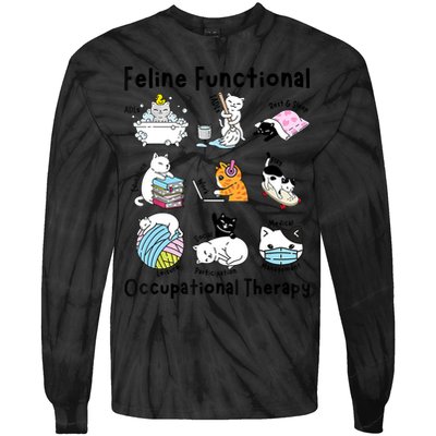 Feline Fun Cat Functional Occupational Therapy OT Therapist  Tie-Dye Long Sleeve Shirt