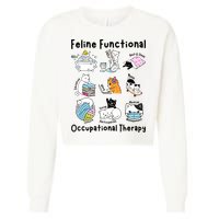 Feline Fun Cat Functional Occupational Therapy OT Therapist  Cropped Pullover Crew