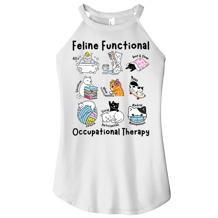 Feline Fun Cat Functional Occupational Therapy OT Therapist  Women's Perfect Tri Rocker Tank