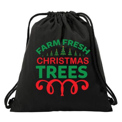 Farm Fresh Christmas Trees Drawstring Bag