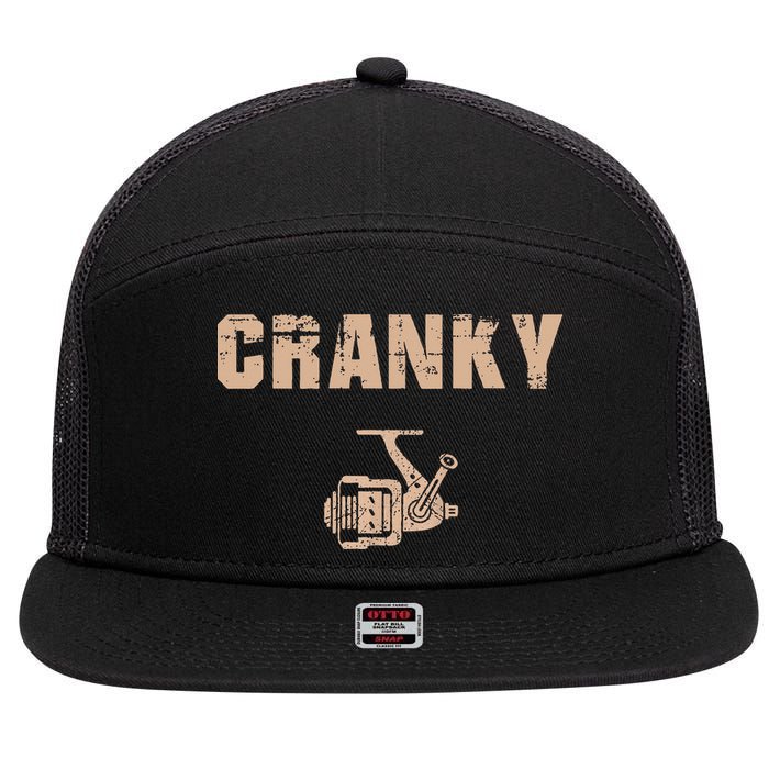 Funny Fishing Cranky Fishing Reel 7 Panel Mesh Trucker Snapback Hat