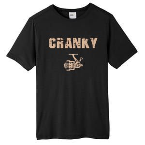 Funny Fishing Cranky Fishing Reel Tall Fusion ChromaSoft Performance T-Shirt