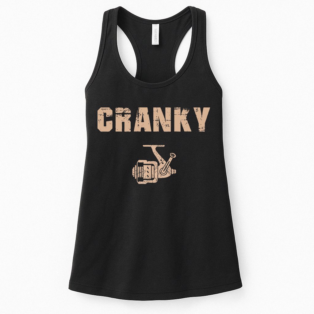 Funny Fishing Cranky Fishing Reel Womens Tank Top
