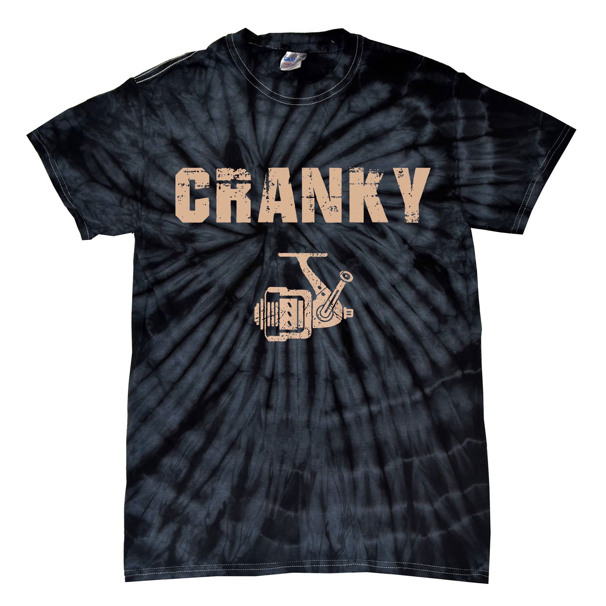 Funny Fishing Cranky Fishing Reel Tie-Dye T-Shirt