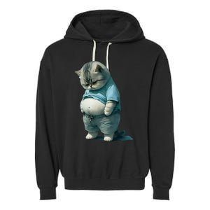 Funny Fat Cat Art Design Fat Kitten Cat Lover Garment-Dyed Fleece Hoodie