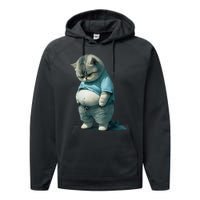 Funny Fat Cat Art Design Fat Kitten Cat Lover Performance Fleece Hoodie