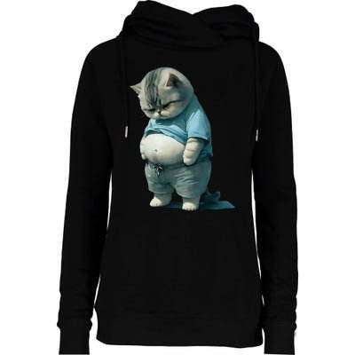 Funny Fat Cat Art Design Fat Kitten Cat Lover Womens Funnel Neck Pullover Hood