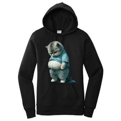 Funny Fat Cat Art Design Fat Kitten Cat Lover Women's Pullover Hoodie