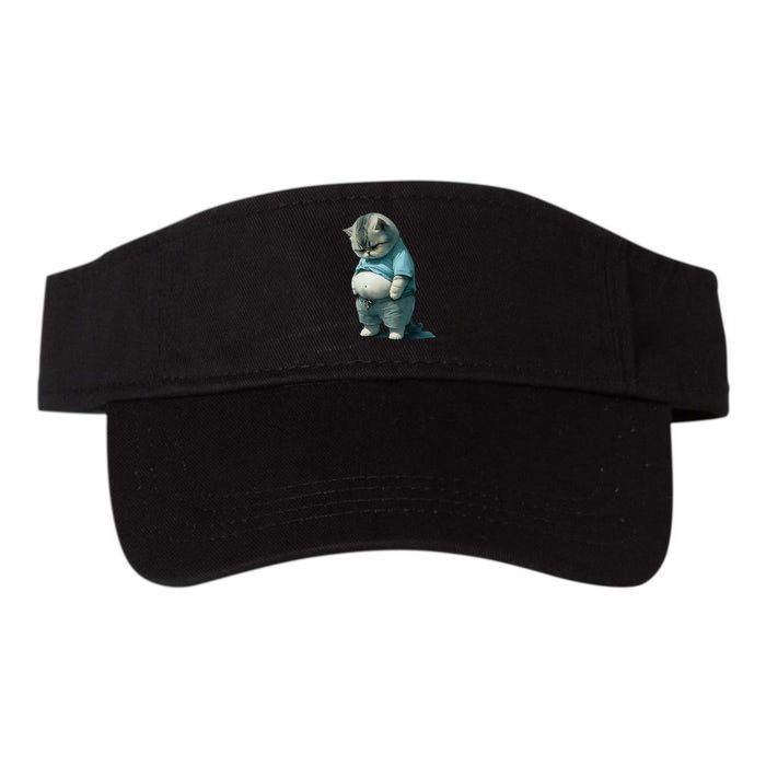 Funny Fat Cat Art Design Fat Kitten Cat Lover Valucap Bio-Washed Visor