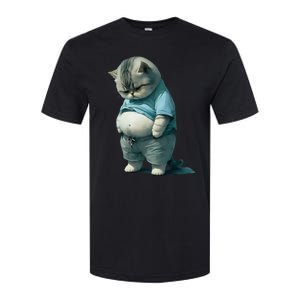 Funny Fat Cat Art Design Fat Kitten Cat Lover Softstyle CVC T-Shirt