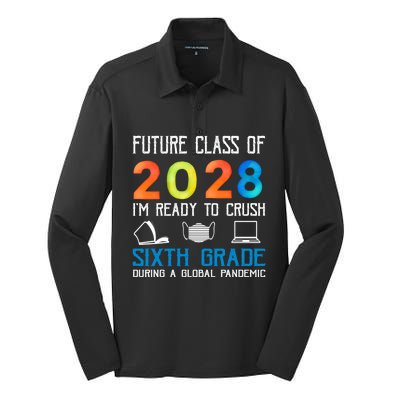 Funny Future Class Of 2028 Im Ready To Crush Sixth Grade Gift Silk Touch Performance Long Sleeve Polo