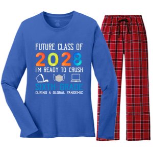 Funny Future Class Of 2028 Im Ready To Crush Sixth Grade Gift Women's Long Sleeve Flannel Pajama Set 