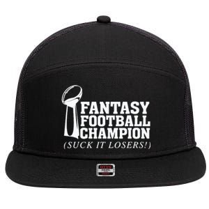 Fantasy Football Champion Suck It Losers Funny Winner 7 Panel Mesh Trucker Snapback Hat