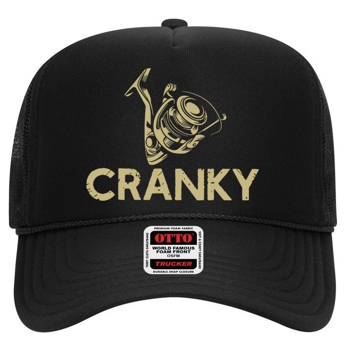 Funny Fishing Cranky Fishing Reel Gits High Crown Mesh Back Trucker Hat