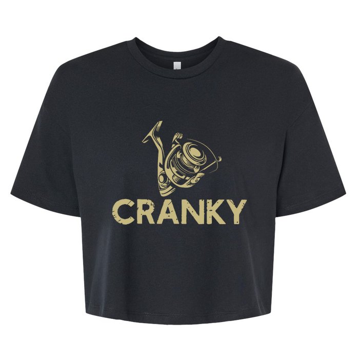 Funny Fishing Cranky Fishing Reel Gits Bella+Canvas Jersey Crop Tee