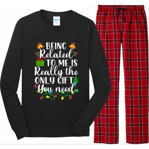 Funny Family Christmas Man Being Related To Me Long Sleeve Pajama Set