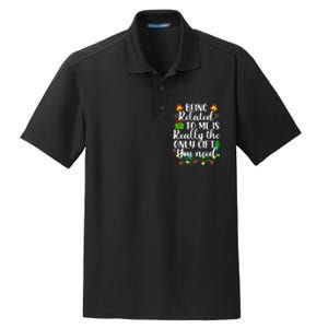 Funny Family Christmas Man Being Related To Me Dry Zone Grid Polo