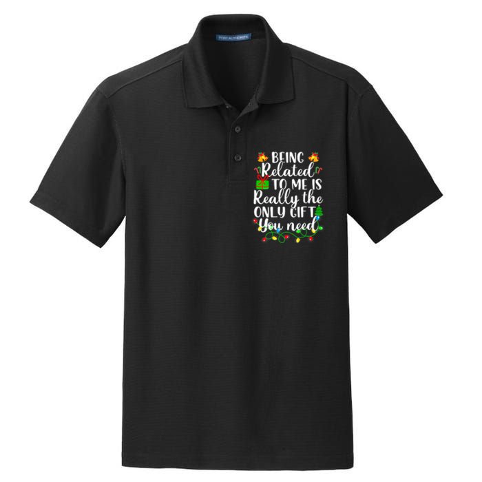 Funny Family Christmas Man Being Related To Me Dry Zone Grid Polo