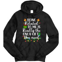 Funny Family Christmas Man Being Related To Me Tie Dye Hoodie