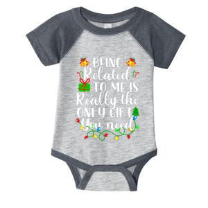 Funny Family Christmas Man Being Related To Me Infant Baby Jersey Bodysuit