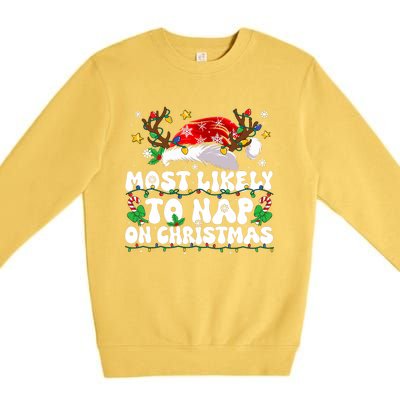 Funny Family Christmas Most Likely To Nap On Christmas Premium Crewneck Sweatshirt