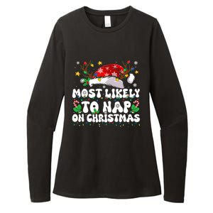 Funny Family Christmas Most Likely To Nap On Christmas Womens CVC Long Sleeve Shirt